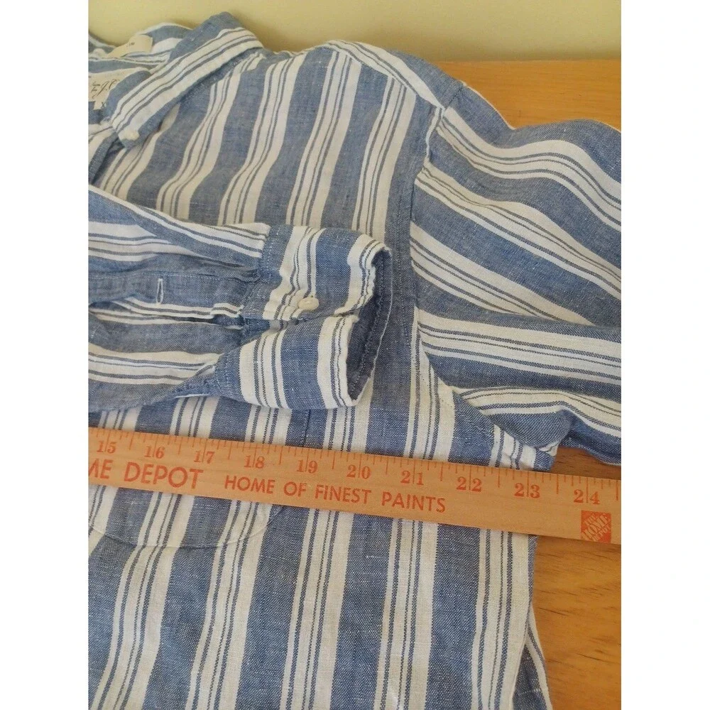 J. Crew Baird McNutt Irish linen slim button down shirt mens XL set/2 blue white